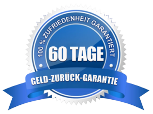 Zufriedenheit garantiert mit der 60-Tage-Geld-zurück-Garantie.