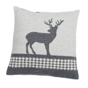 DAVID FUSSENEGGER Polsterbezug "Jade" | Hirschmotiv | 100% Baumwolle kbA | GOTS | 40 x 40 cm - grau